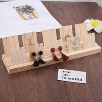 Wooden Earring Display Stand for Studs, Dangles, and Necklaces - Jewelry Organizer for Countertop