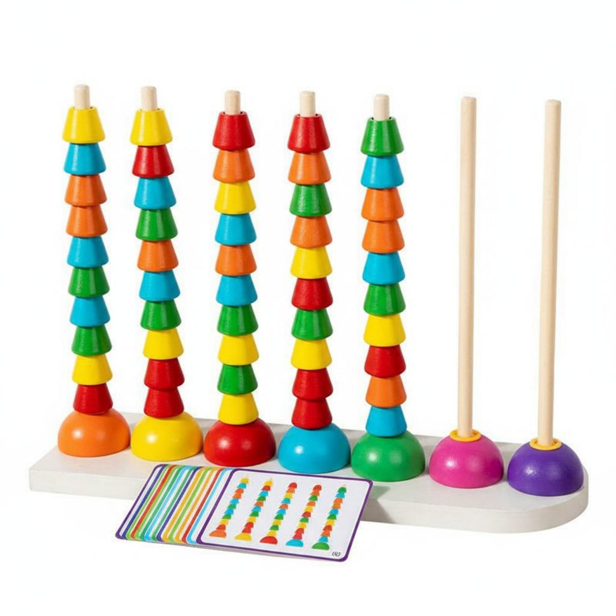 Hand-Eye Coordination Number Matching Game Focus Training Wooden Bead Stacker Cognitive Skills Bead Sorting Structure Early Learning for Preschoolers, Toddlers, Classroom