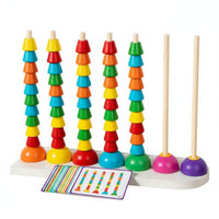 Hand-Eye Coordination Number Matching Game Focus Training Wooden Bead Stacker Cognitive Skills Bead Sorting Structure Early Learning for Preschoolers, Toddlers, Classroom