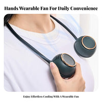 USB Rechargeable Bladeless Neck Fan Quiet Operation Hanging Neck Fan Lightweight Wearable Air Cooler Long Battery Life for Athletes, Commuters, Outdoor, Sports, Travel, Office