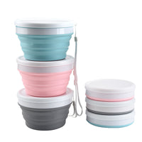 Portable Silicone Collapsible Lunch Box with Lid for Outdoor Travel and Food Storage