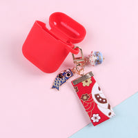 Ceramic Lucky Cat Keychain with Tassel for Bags and Car Keys