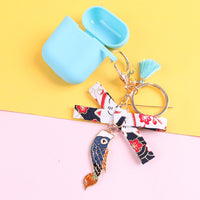 Japanese Style Lucky Koi Fish Keychain Charm for Phones and Bags, Metal Couple Gift