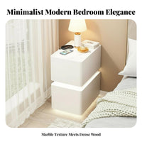 Wireless Charging Smart Floating Nightstand Modern Aesthetic Floating Smart Cabinet With Storage Drawer Bedside Table 3-Color Adjustable LED for Technology Enthusiasts, Young Adults, Apartment Dwellers, Home, Dorm Room