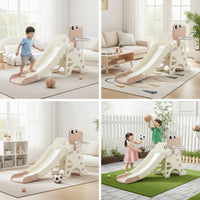 Foldable Slide with Basketball Hoop Adjustable Toddler Slide Plastic Playset Long-Lasting for Toddlers, Kids