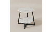Round Side Table with Shelf Compact Small Round Side Table Space-Saving Furniture for Living Room, Bedroom
