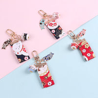 Ceramic Lucky Cat Keychain with Tassel for Bags and Car Keys