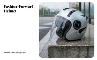 Electric Bike Helmet with Visor Reinforced Lens Unisex Four-Season Helmet Impact Resistant Riding Gear for Men, Women, Daily Commuting, Cruising