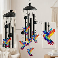 Outdoor Hummingbird Wind Chime Porch Wind Chime with Bells Balcony Hanging Bell Decoration Colorful for Gardeners