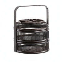 Bamboo Basket with Lid Handwoven Bamboo Basket with Handle Handmade Storage Container Box for Kitchen