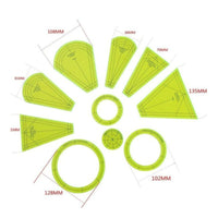 10 Pieces Clear Markings Quilting Ruler with Different Shapes Flat Quilting Template Set Compact Patchwork Template Set Lightweight for Crafters