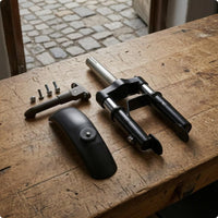 Twin Coil Front Fork Shock Absorber Matte Black Electric Scooter Front Fork Mounting Screws Electric Scooter Shock Absorption System Metal