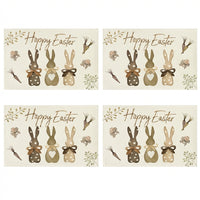 Carrots Rabbits Bunny Happy Easter Set of 4 Placemats, Easter Placemat Washable Reusable Bunny Table Mat for Party Hosts, Homeowners, Kitchen, Parties
