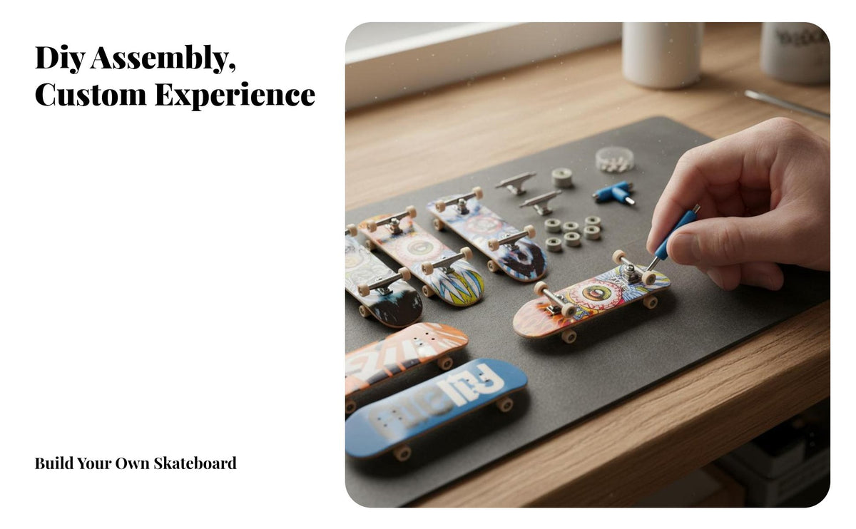4 Pieces Finger Skateboard Set Includes Assembly Tool 96mm Fingerboard Pack Customizable Small Finger Skateboard Set for Teens, Indoor Play, Desk