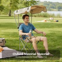 Oxford Cloth Foldable Lawn Chair with Sunshade Metal Frame Canopy Camping Chair