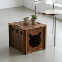 Wooden Square Feline House Ventilated Indoor Feline House Flat Top