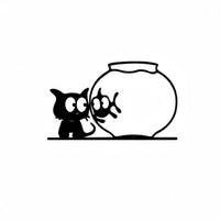 Cute Design Cat and Fishbowl Wall Art Easy Installation Metal Cat Wall Decor Lightweight for Bedroom, Entryway