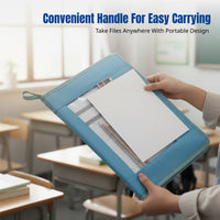 L-Shaped Transparent Multi-Compartment Document Bag, Large Capacity Subject Organizer, Student Handheld Exam Paper Storage,
