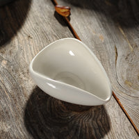 White Porcelain Tea Scoop for Kung Fu Tea Ceremony, Blue and White Floral Design