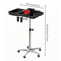 Rolling Salon Tray Cart Bowl Slots Height Adjustable Trolley Top Professional Storage for Stylists