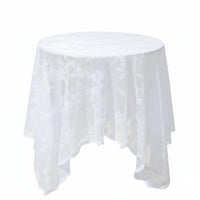 Romantic Vibe White Lace Tablecloth Elegant Design Lace Tablecloth Multi-Purpose Scalloped Border Table Cover for Photographers, Event Planners