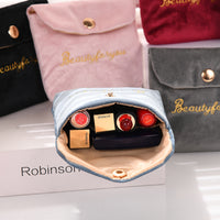 Vintage Embroidered Lipstick Pouch Small Portable Velvet Cosmetic Bag Sanitary Napkin Storage Organizer