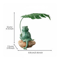 Umbrella Frog Figurine Tea Pet Frog Ornament Miniature Garden Decor for Patio