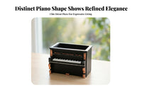 Black Upright Piano Planter Gold Trim Tabletop Piano Planter Matte Plant Container Vintage