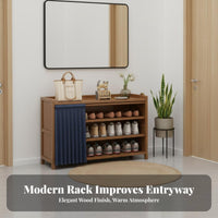 Space Saving Shoe Shelf with Curtain Large Capacity Freestanding Shoe Storage Dustproof Household Furniture Easy to Clean for Apartment Dwellers, Families, Homeowners, Entryway, Hallway, Living Room, Bedroom
