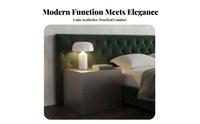 Varnish Ed Finish Handleless 2-Drawer Cabinet Minimalist Design Nightstand Light Luxury Design Bedside Table Slim Profile for Homeowners, Adults, Hotel Room, Entryway