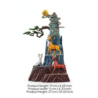 Mountain Sculpture with Goats Collectible Three Caprine Figures Sculpture Textured Caprine Ornament for Homeowners, Collectors, Office