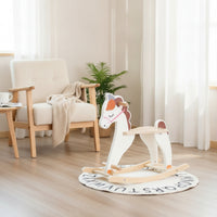 Anti-Tip Wooden Rocking Horse Natural Rocking Horse Safe Mountable Toy Balanced for Playroom