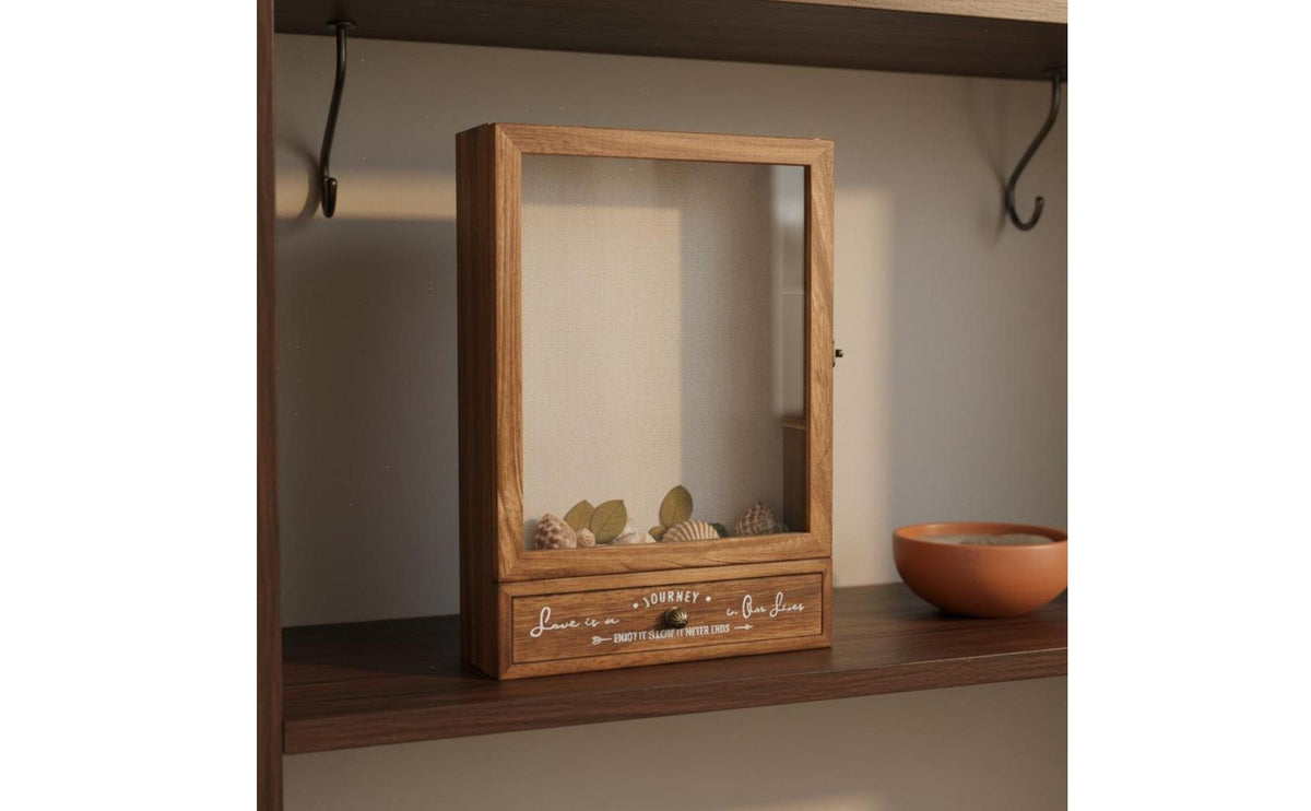 Dried Flower Display Box Solid Wood Shadow Box Frame Front Access Panel Wall Mounted Display Case for Collectors, Crafters