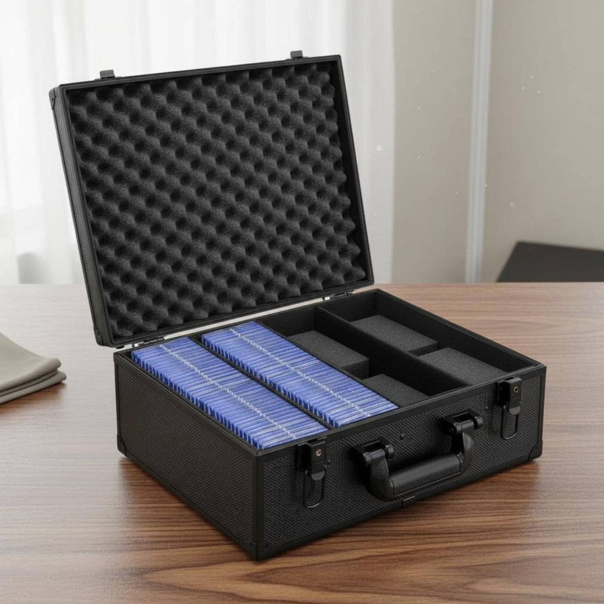 PSA BGS Card Storage Box Hard Shell Aluminum Card Storage Box Safeguarding Foam Interior Ergonomic Handle for Exchange Evenings