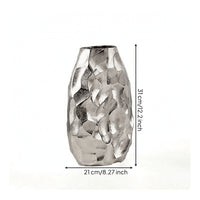 Hammered Metal Vase Faceted Flower Vase with Hammered Texture Textured for Tabletop, Living Room, Office Reception