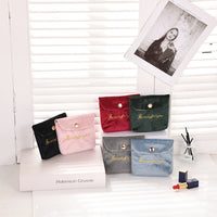 Vintage Embroidered Lipstick Pouch Small Portable Velvet Cosmetic Bag Sanitary Napkin Storage Organizer