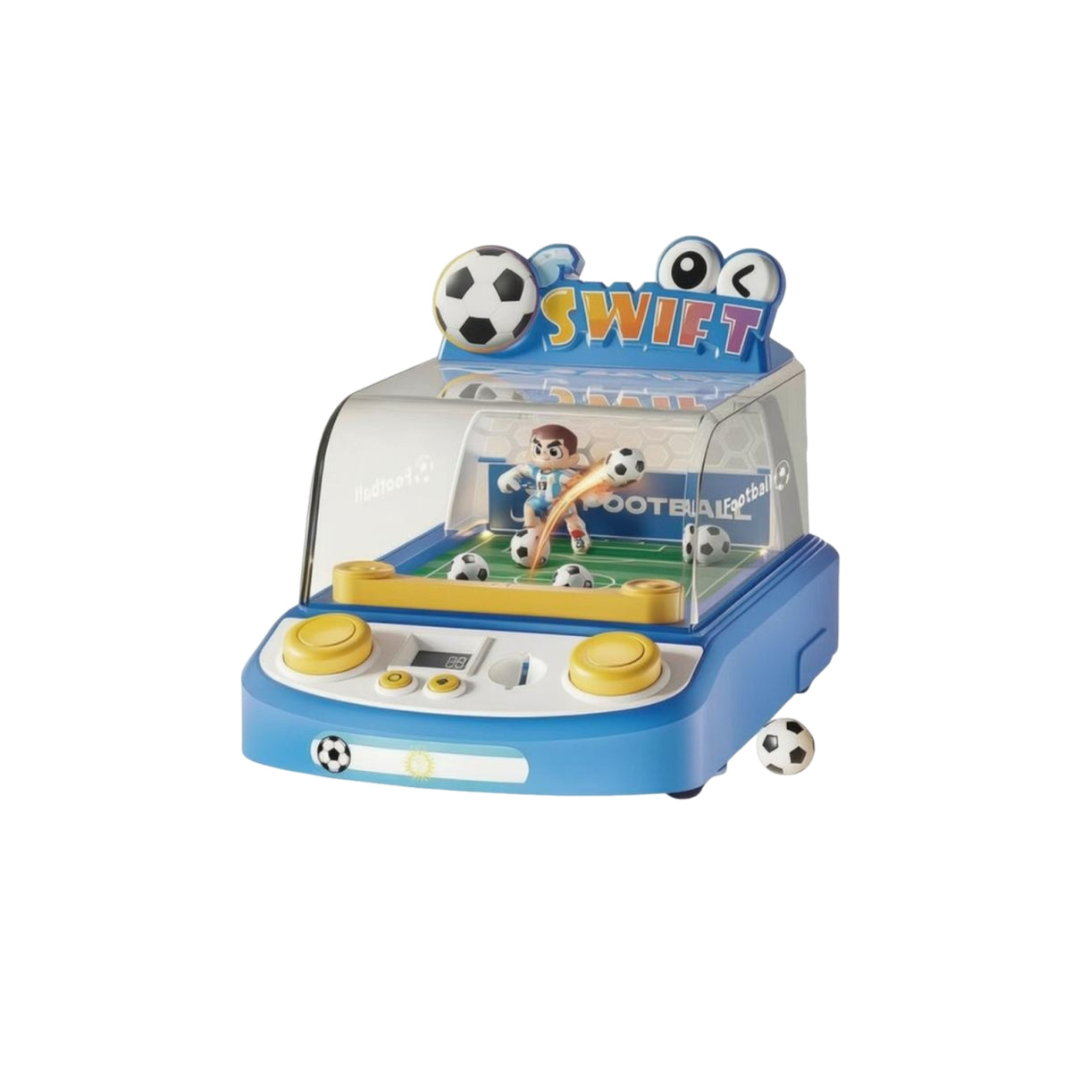 Transparent Dome Tabletop Football Game Machine Digital Score Display Plastic Football Arcade Game Push Button Controls Plaything Light and Sound Effects