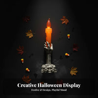 Skeleton Hand Candle Holder Flameless Light Tabletop Ornament Battery Operated