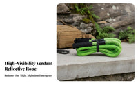 Reflective Kinetic Recovery Rope High-Stretch Kinetic Rope Kit Shock Absorbing Towing Equipment Heavy-Duty for Away-Highway Enthusiasts, Truck Owners, ATV/UTV Riders, Roadside Emergencies