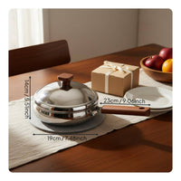 Steel Pan with Lid Versatile Uncoated Skillet with Wood Handle for Kitchen