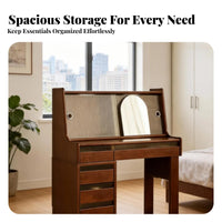 Vanity Set with Side Cabinet Nordic Design Dressing Table Vintage artistic Includes Matching Stool for Apartment Dwellers, Home