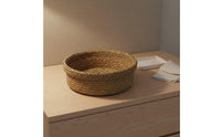 Natural Material Round Woven Basket Multipurpose Entryway Key Tray Lightweight for Living Room, Desktop