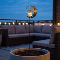 Garden Stake Light with Crescent Moon Warm White Fairy Moon Light LED for Yard