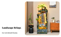 Wealth Attracting Design Rockery Water Fountain Humidifier Function Floor Standing Waterfall Fountain New Chinese Design Rockery Landscape Ornament Quiet Pump for Tea Ceremony Enthusiasts, Business Owners, Living Room, Office, Entrance Hall, Restaurant