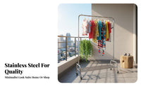 With casters Wheeled Garment Rack Portable Single Rail Rolling Rack Space-Saving Clothes Stand Multi-Purpose for Boutdoorique Owners, Homeowners, Balcony, Retail establishment, Laundry Room, Entrypath