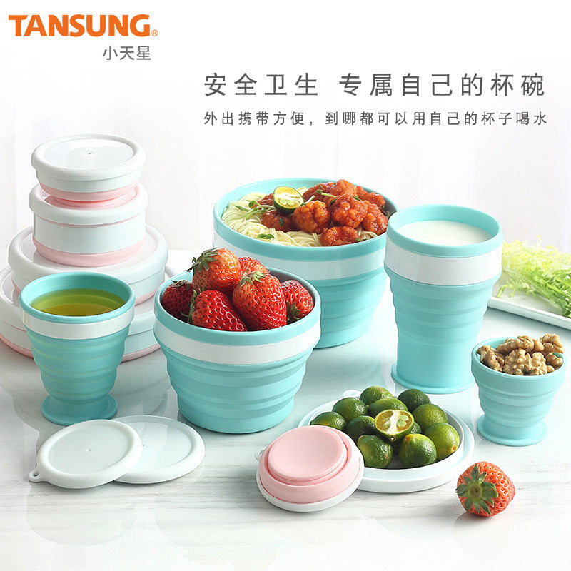 Collapsible Silicone Bowl and Cup Set for Travel and Outdoor Use