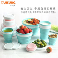 Collapsible Silicone Bowl and Cup Set for Travel and Outdoor Use