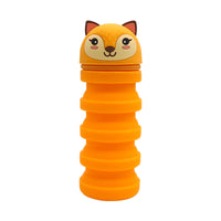 Retractable Silicone Pencil Case with Cartoon Animal Design, Stand-up Pen Holder for Students