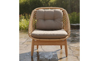 Teak Rattan Sofa Waterproof Rattan Coffee Table Set Outdoor Lounge Sofa Sunproof Wicker Patio Set Weather-Resistant for Terrace