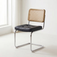 Retro Design Cantilever Woven-Back Chair Multi-Purpose Seating Furniture Ergonomic Backrest Commercial Grade for Design Enthusiasts, Cafe Owners, Facility Managers, Dining Room, Restaurants, Home Office